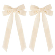 Aileam 2PCS Velvet Hair Bows Ivory Beige Big Fall Alligator Clips