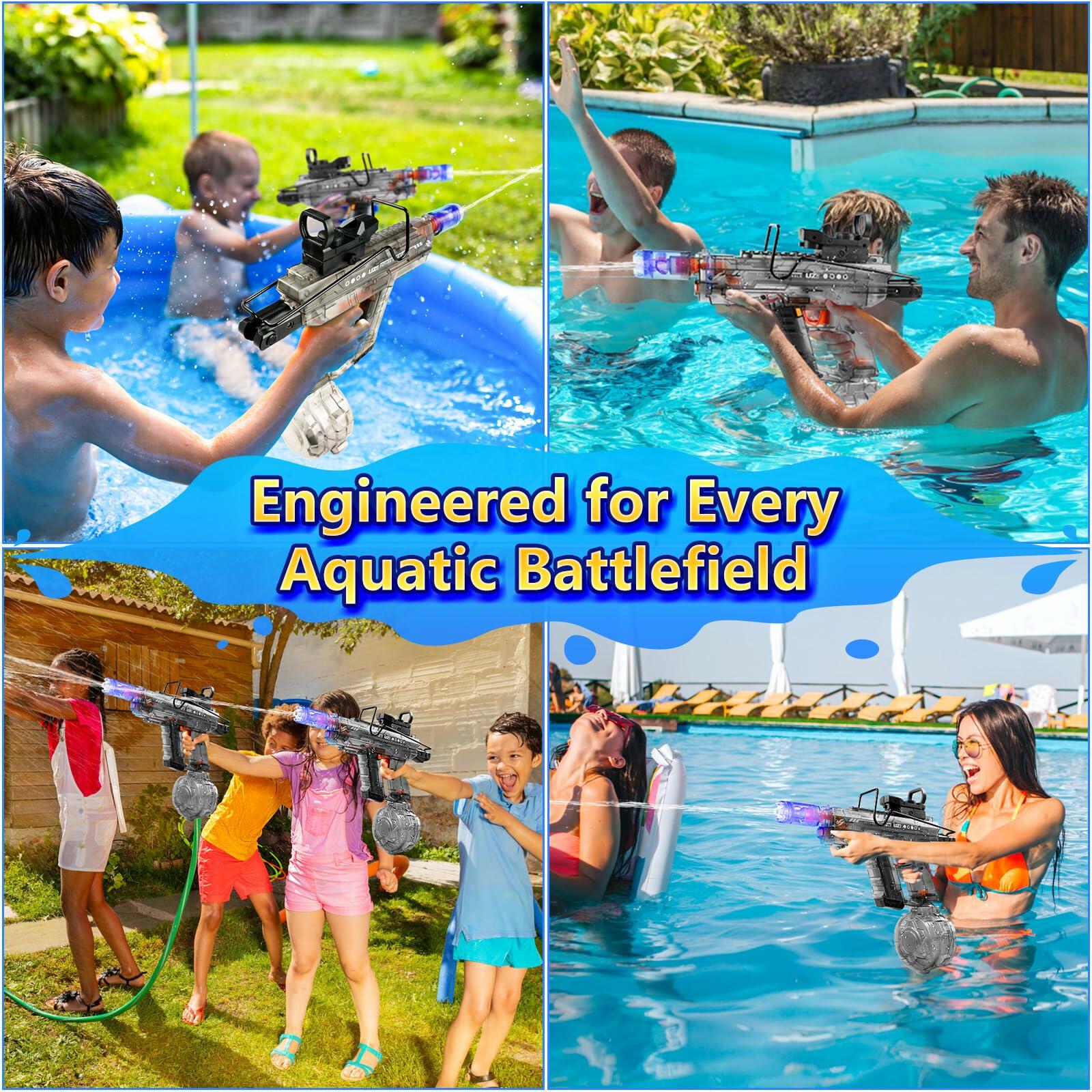 2025 Electric Water Gun 800ml Large Capacity 40FT Range Auto Suction Blue