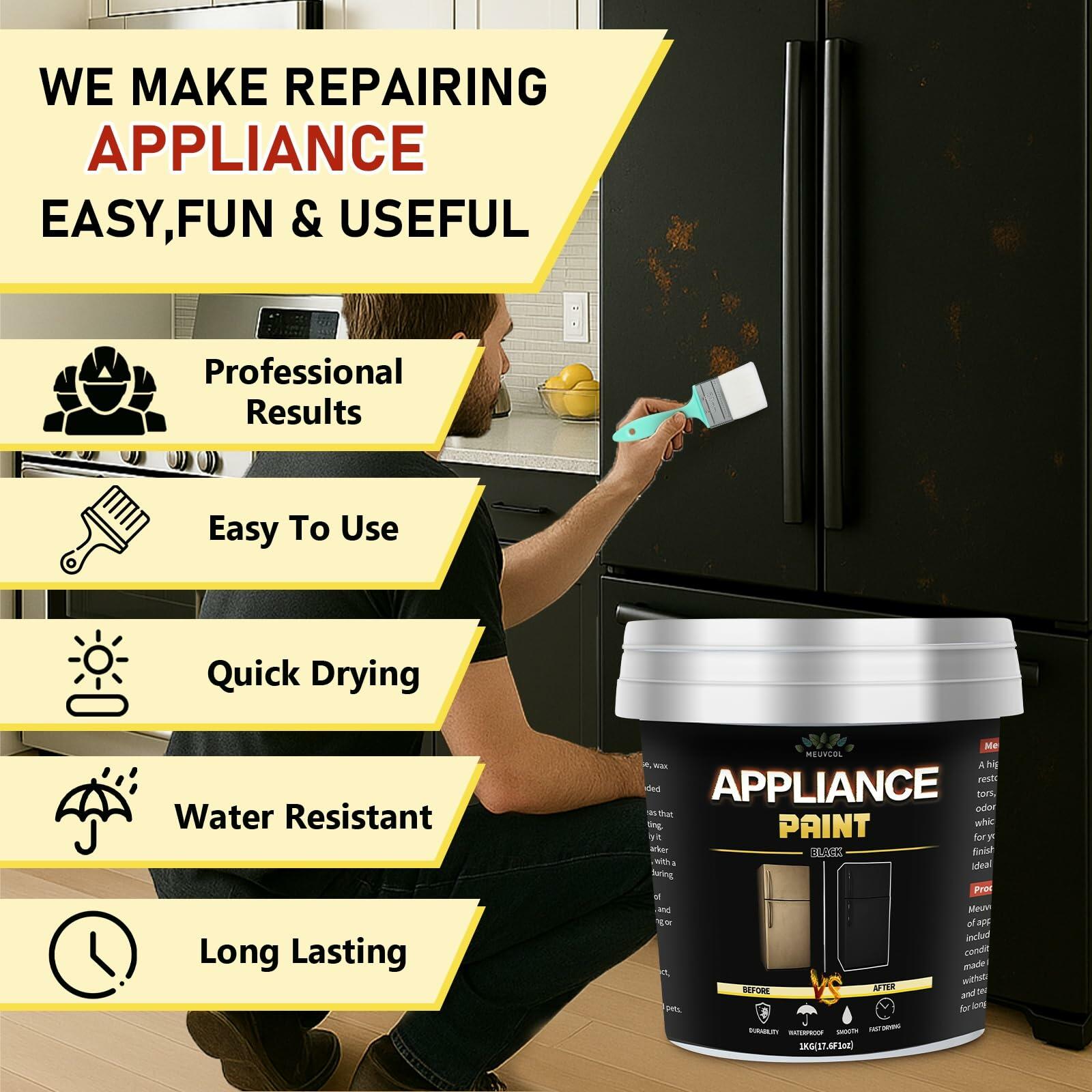 Meuvcol Appliance Epoxy Paint Black 17.6 Fl oz Rust Preventative Coating