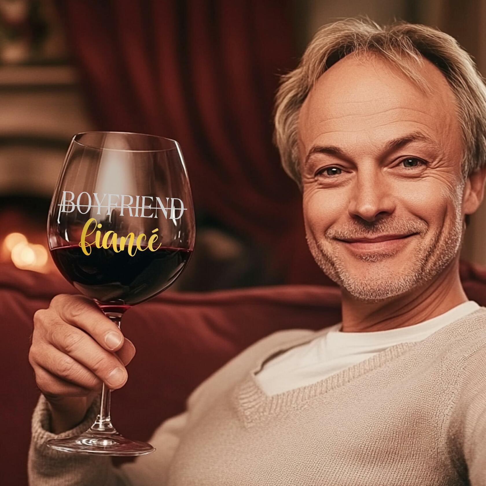 TOBYOVU Fiancé Wine Glass 16oz FIANCÉ Proposal Anniversary Gift for Him