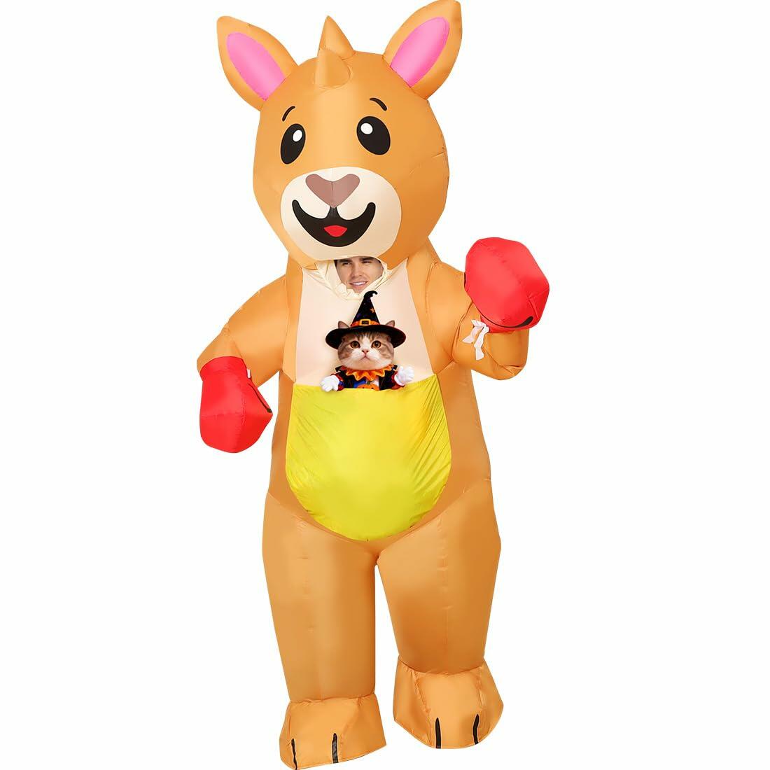 COMIN Inflatable Boxing Kangaroo Costume Adult Yellow Polyester Size 63"