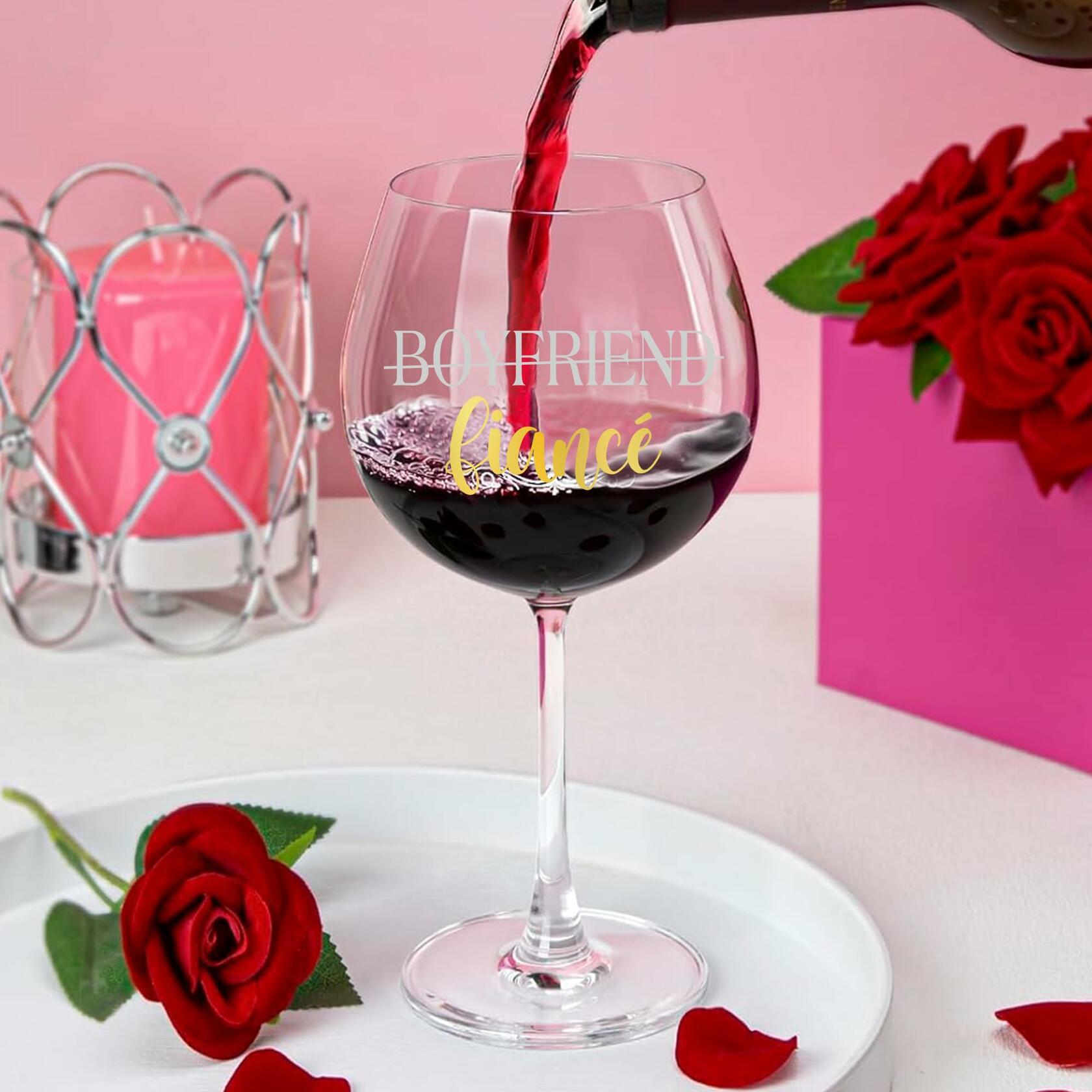 TOBYOVU Fiancé Wine Glass 16oz FIANCÉ Proposal Anniversary Gift for Him