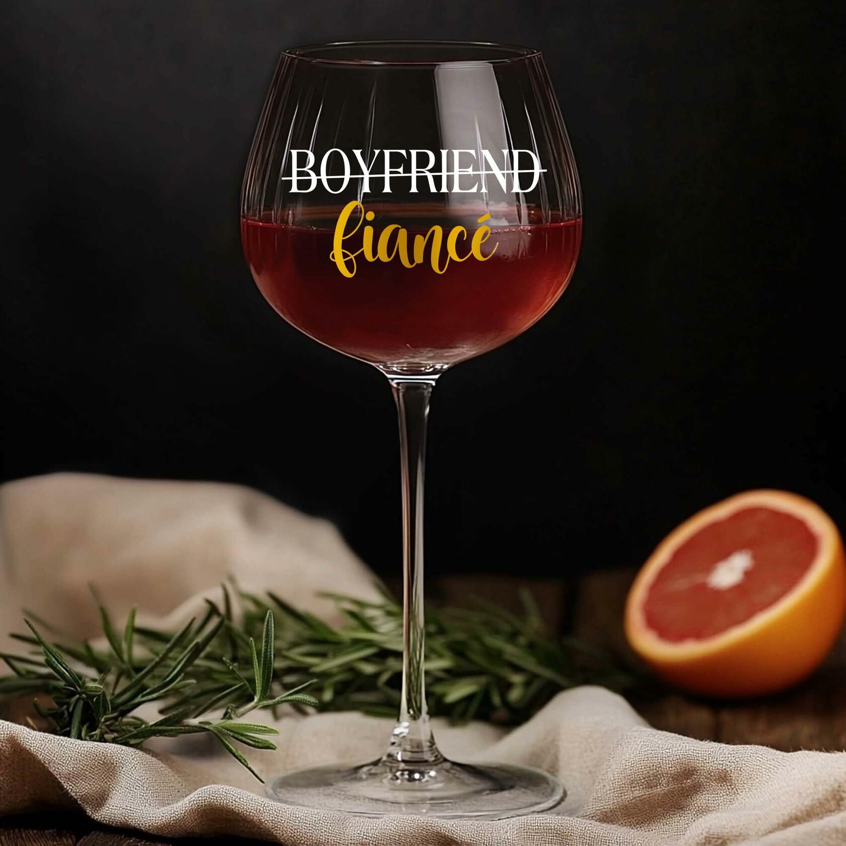TOBYOVU Fiancé Wine Glass 16oz FIANCÉ Proposal Anniversary Gift for Him