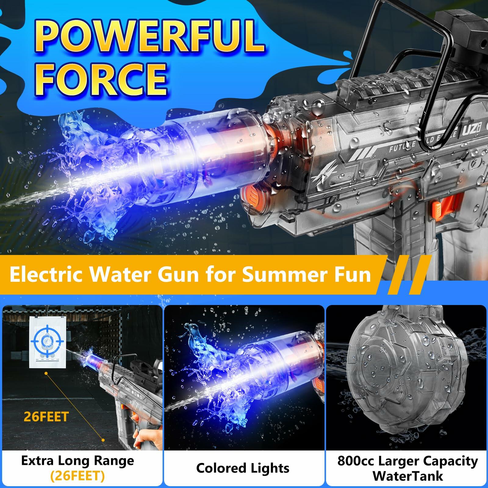 2025 Electric Water Gun 800ml Large Capacity 40FT Range Auto Suction Blue