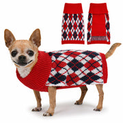 KCFESTIHUE Dog Sweater Plaid Knit Turtleneck Pullover Red Blue Size XS