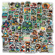 BIGZORO Tennis Stickers Waterproof Vinyl Decals 50 PCS Cartoon Sport