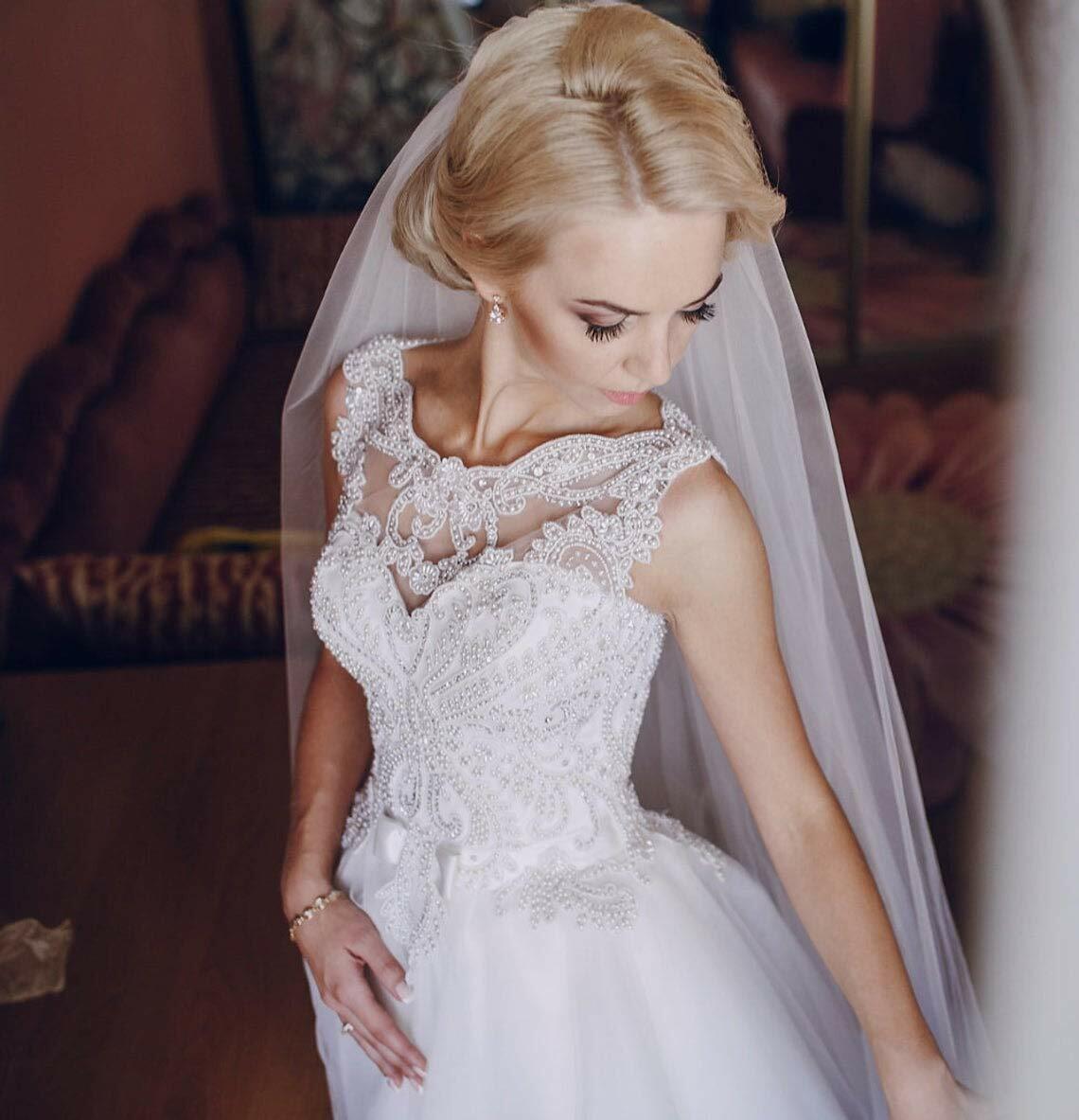 Bridal Veil Long Cathedral 1 Tier Soft Tulle with Comb Ivory