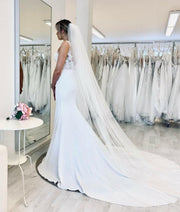 Bridal Veil Long Cathedral 1 Tier Soft Tulle with Comb Ivory