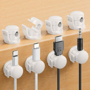 LOTUNY Cable Clips Adjustable Cord Holder White 8 Pack Adhesive