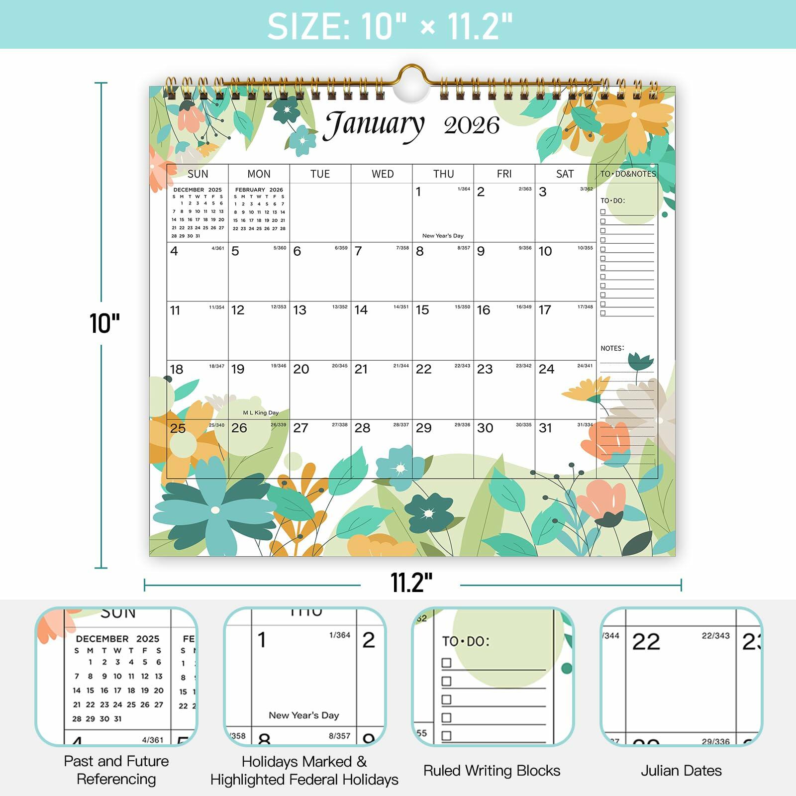 Lbylyhxc 2026 Wall Calendar 18 Months Jul 2025-Dec 2026 14.7x11.5 Inches