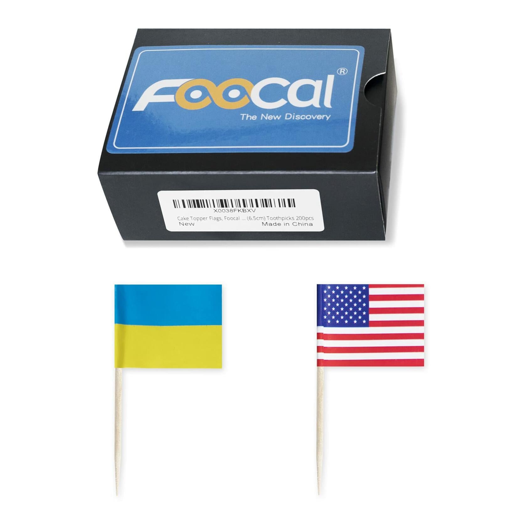 Foocal Cake Topper Flags Ukraine US Paper 1.3x1in 200pcs with Toothpicks