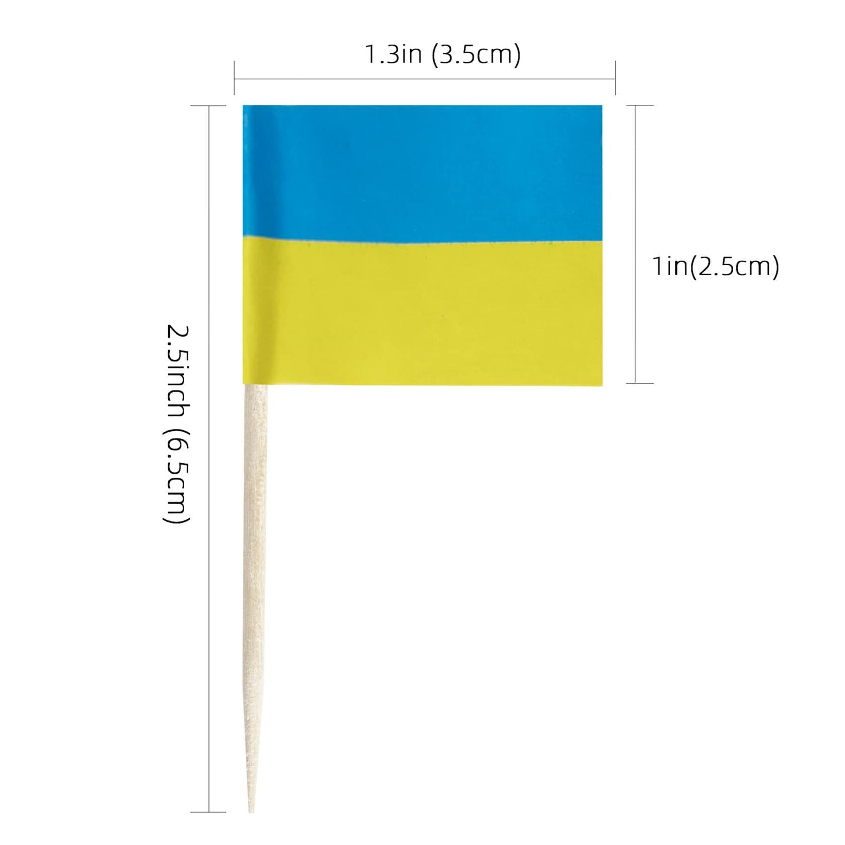 Foocal Cake Topper Flags Ukraine US Paper 1.3x1in 200pcs with Toothpicks