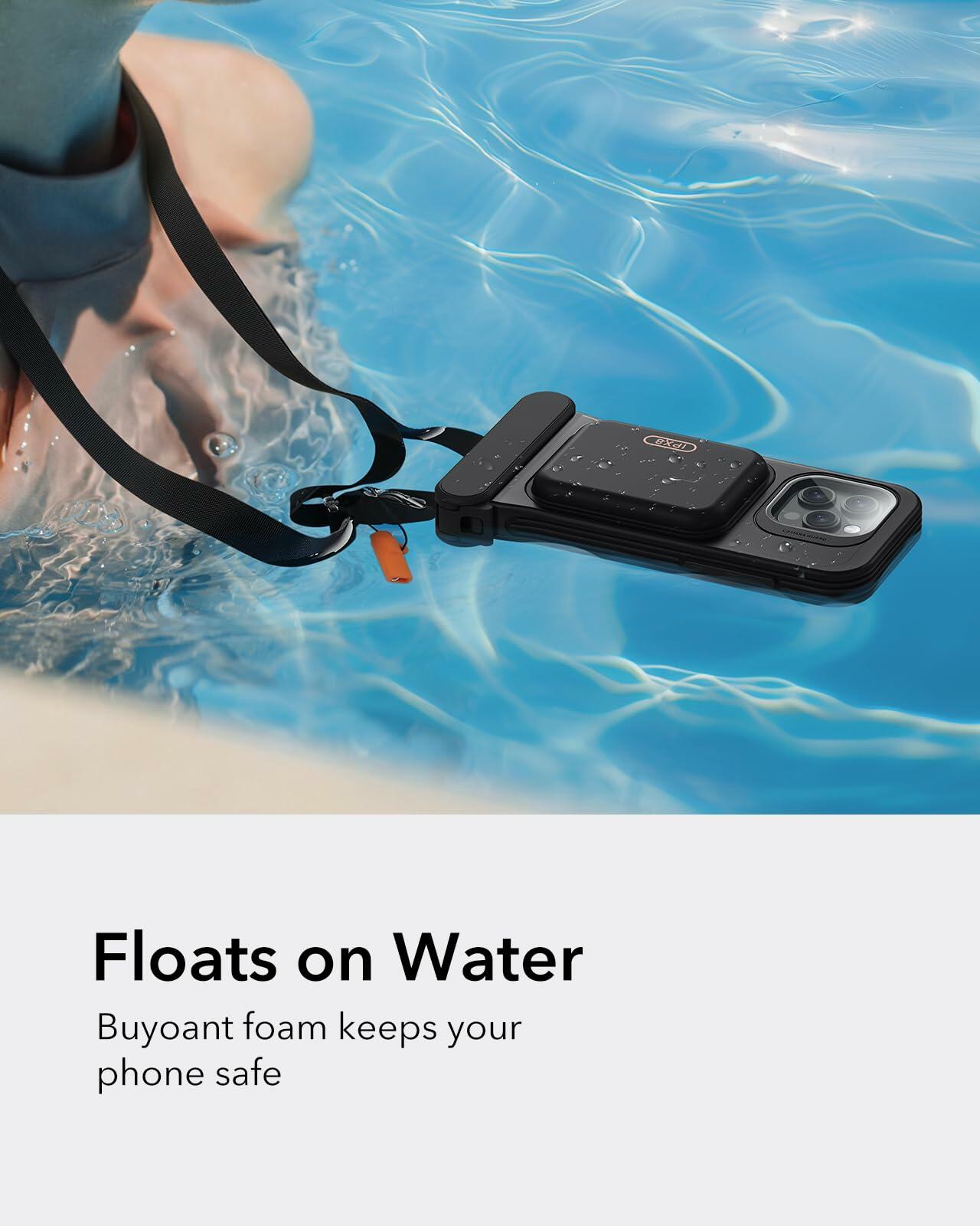 ESR Waterproof Phone Pouch for iPhone 13/14/15 Pro IPX8 2 Pack Black/Clear