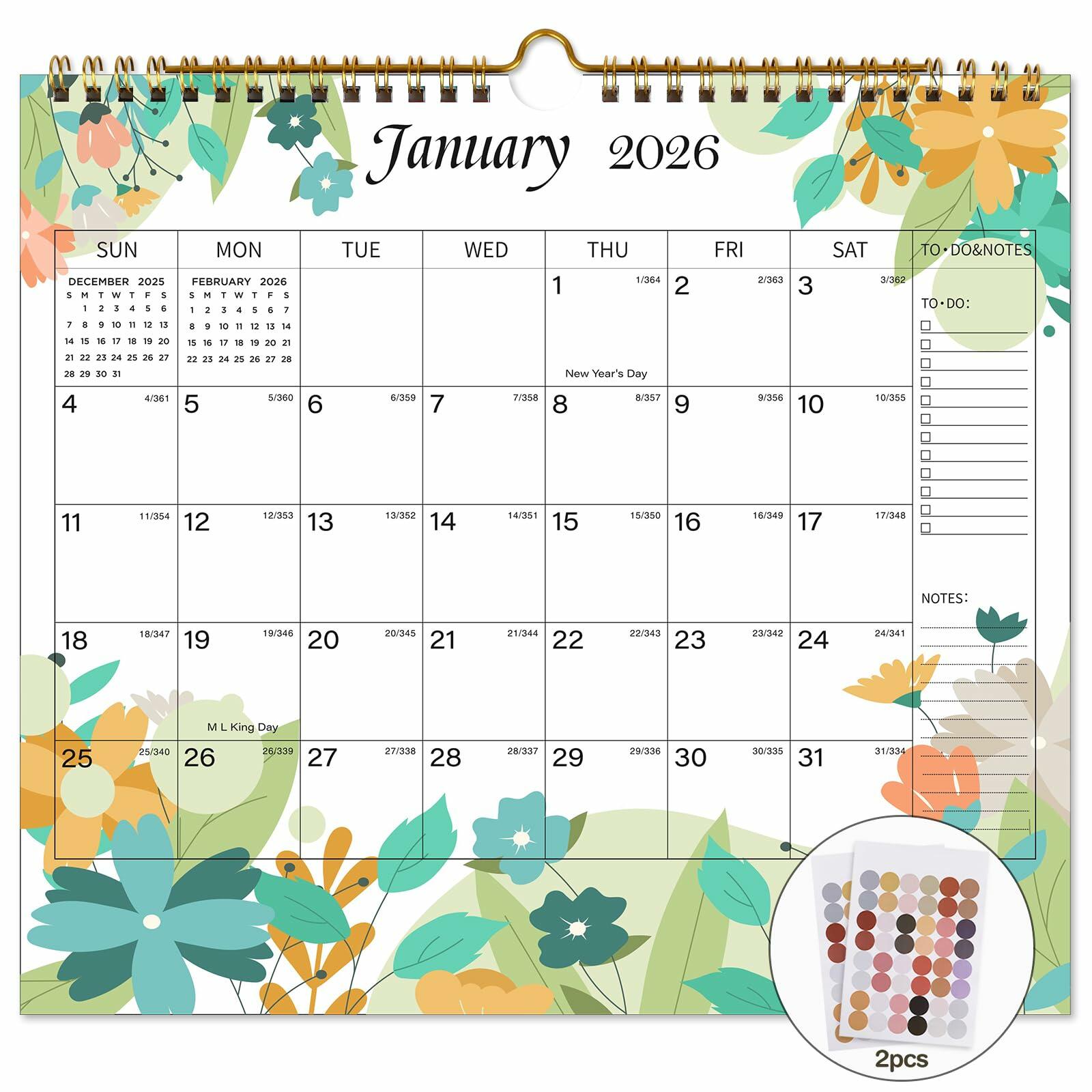 Lbylyhxc 2026 Wall Calendar 18 Months Jul 2025-Dec 2026 14.7x11.5 Inches