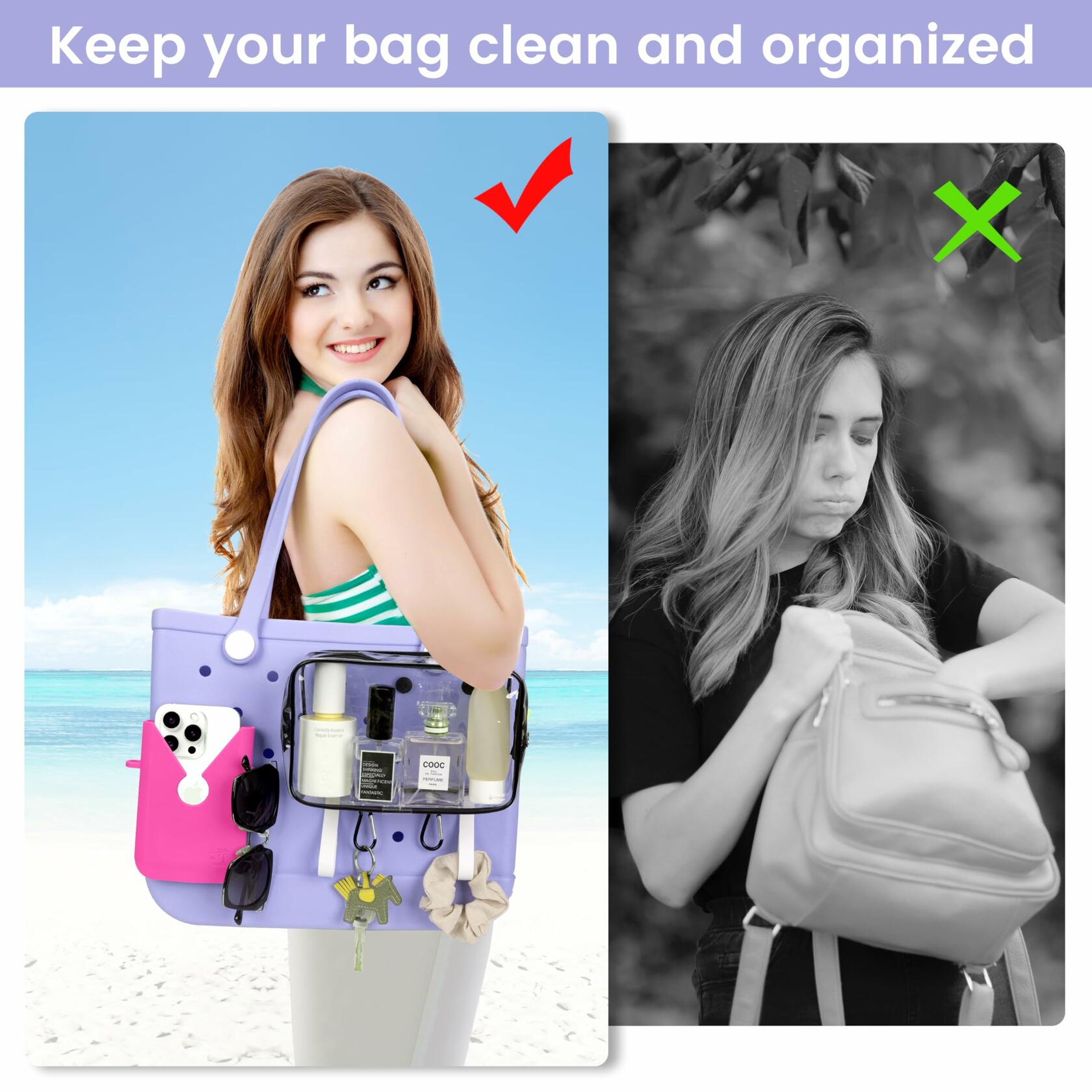 MTHJYDF Silicone Holder Accessories for Medium XL Bogg Bag Gray 6 Pack Size M