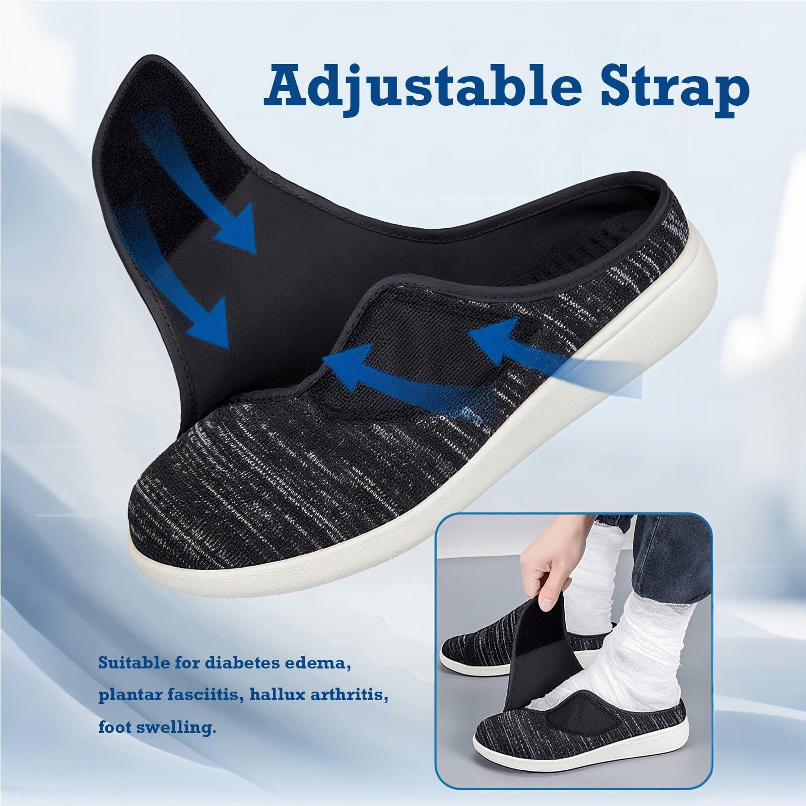 Yeeteepot Diabetic Orthopedic Adjustable Width Slippers Dark Grey Size 10 Women