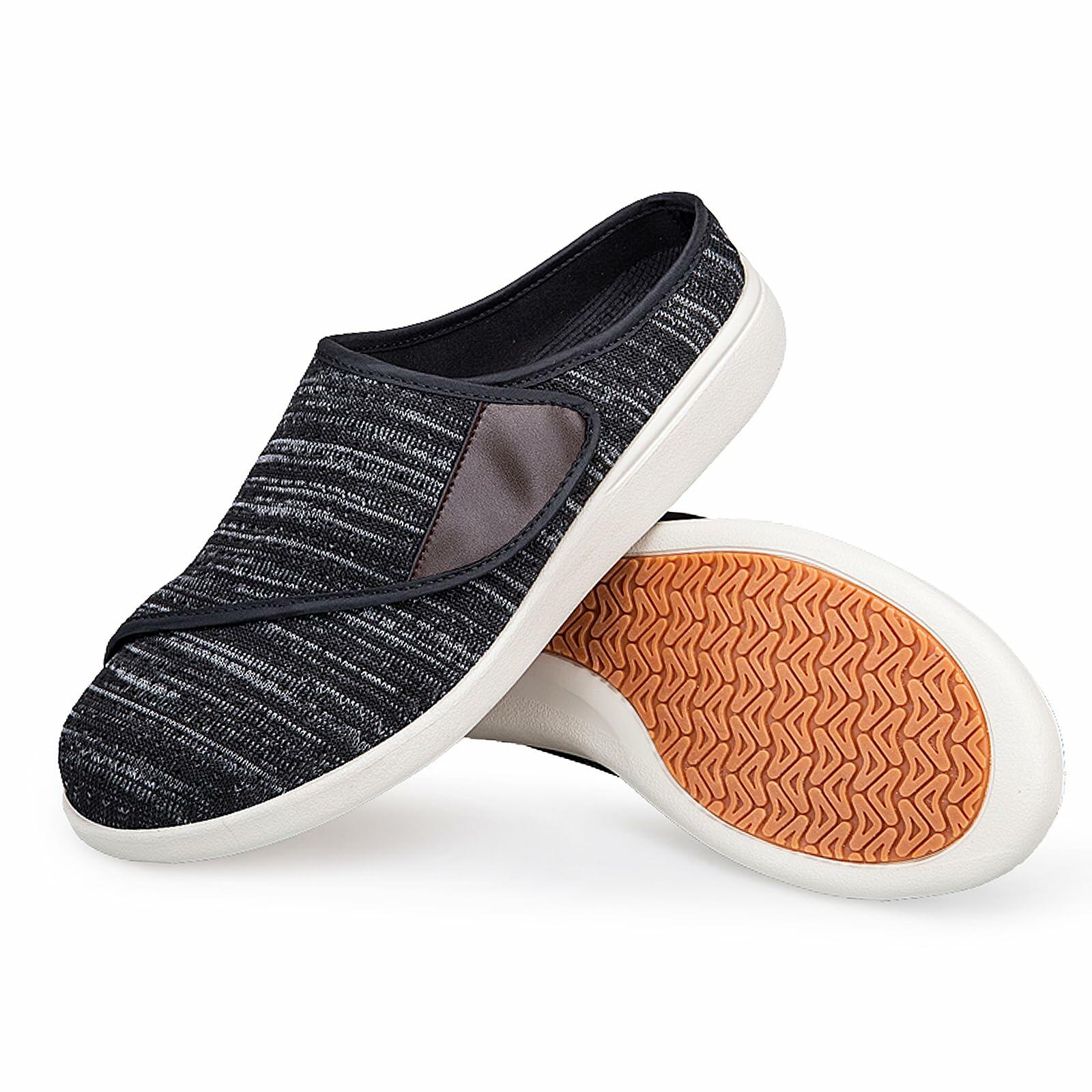 Yeeteepot Diabetic Orthopedic Adjustable Width Slippers Dark Grey Size 10 Women