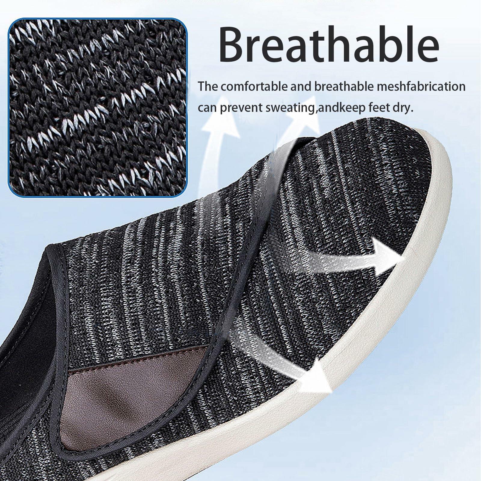 Yeeteepot Diabetic Orthopedic Adjustable Width Slippers Dark Grey Size 10 Women