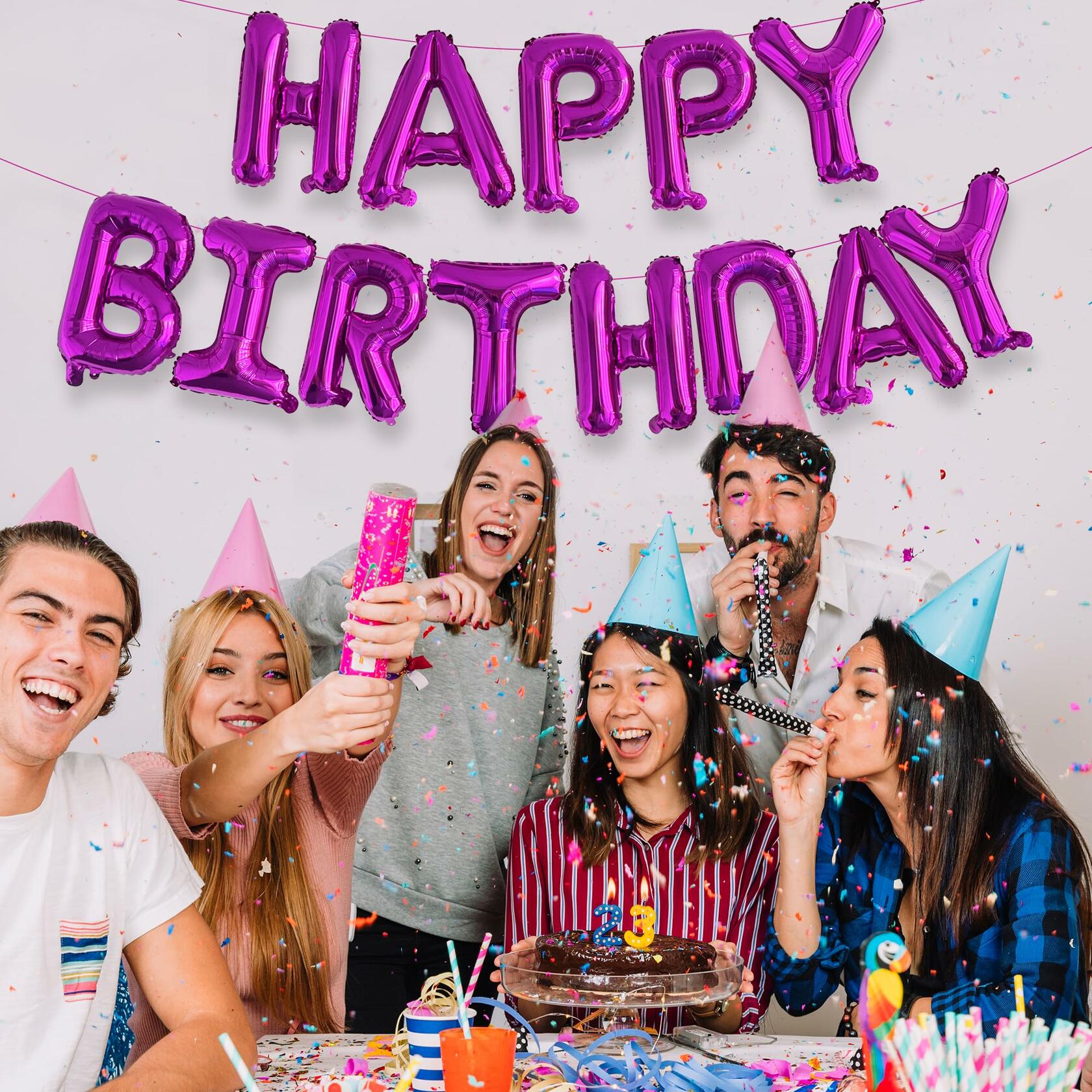 HOUSE OF PARTY Happy Birthday Balloon 16in Hot Pink Mylar Foil