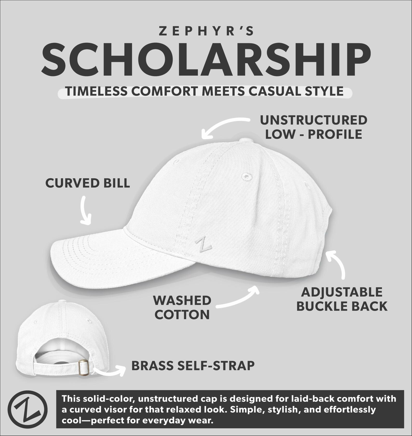 ZHATS Men's NCAA Officially Licensed Scholarship Patch Hat Secondary One Size