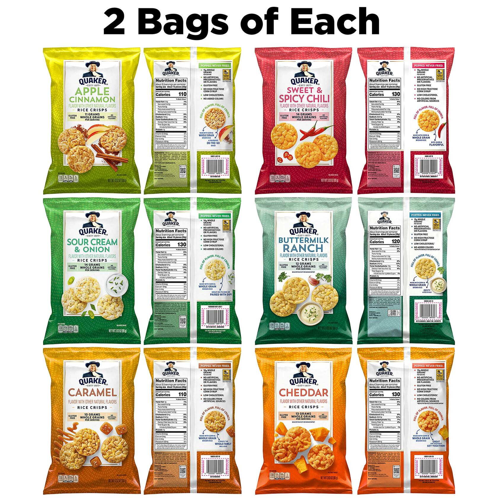 BestBy11/25 Quaker Rice Crisps 6 Flavor Variety Pack 12 Count