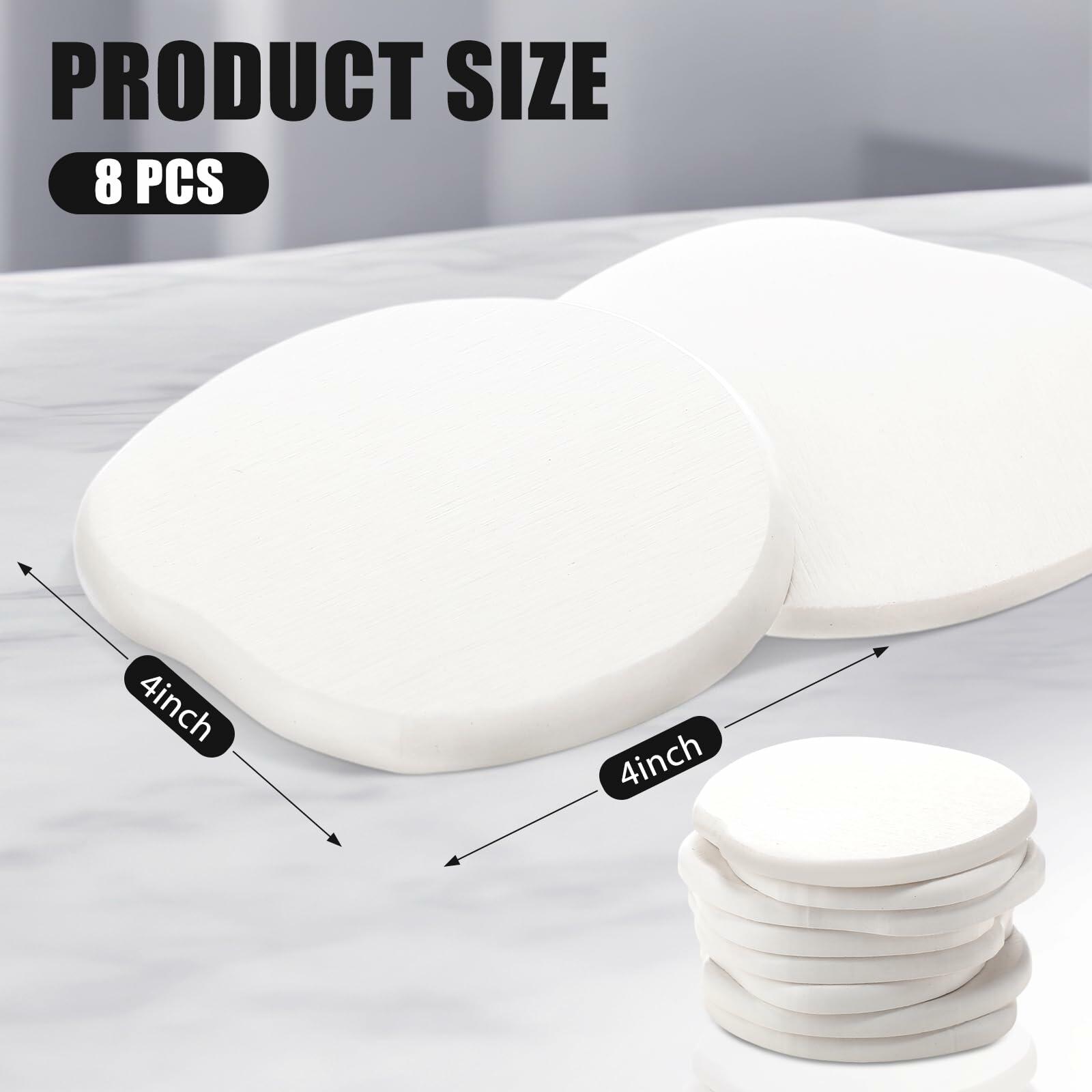 MFHUDX Diatomaceous Earth Coasters Set of 8 Quick-Dry Absorbent White