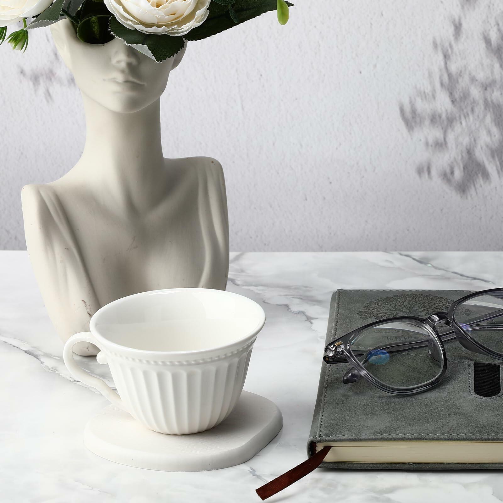 MFHUDX Diatomaceous Earth Coasters Set of 8 Quick-Dry Absorbent White