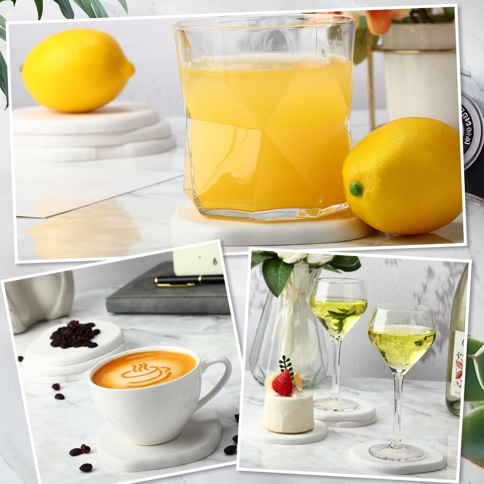 MFHUDX Diatomaceous Earth Coasters Set of 8 Quick-Dry Absorbent White