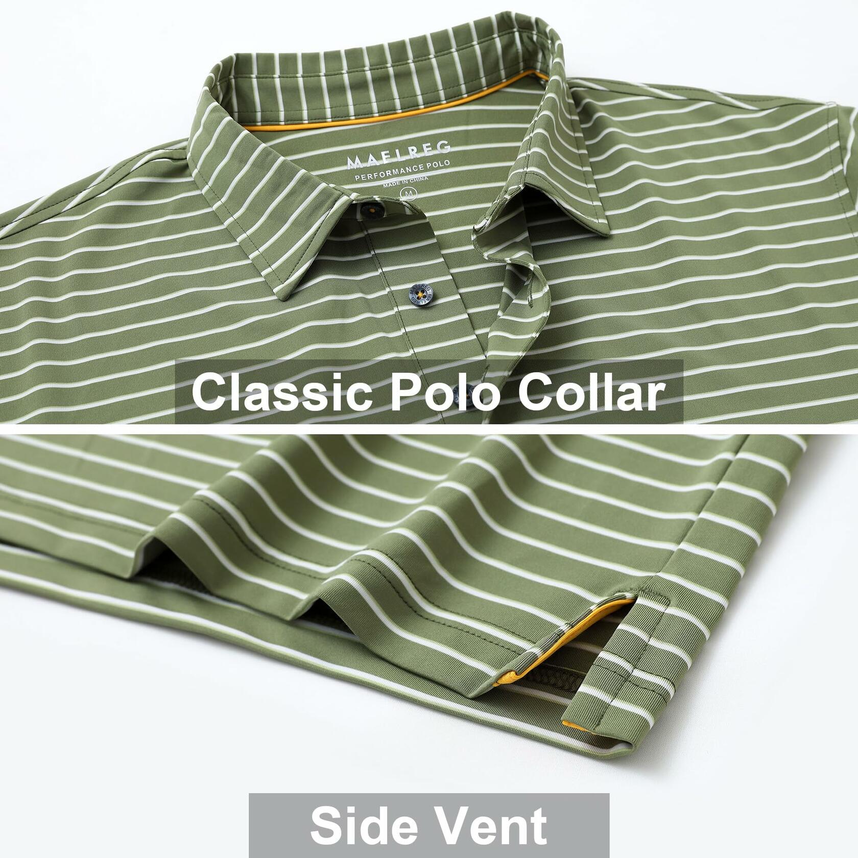 M MAELREG Boys Golf Polo Striped Short Sleeve Moisture Wicking 10-12