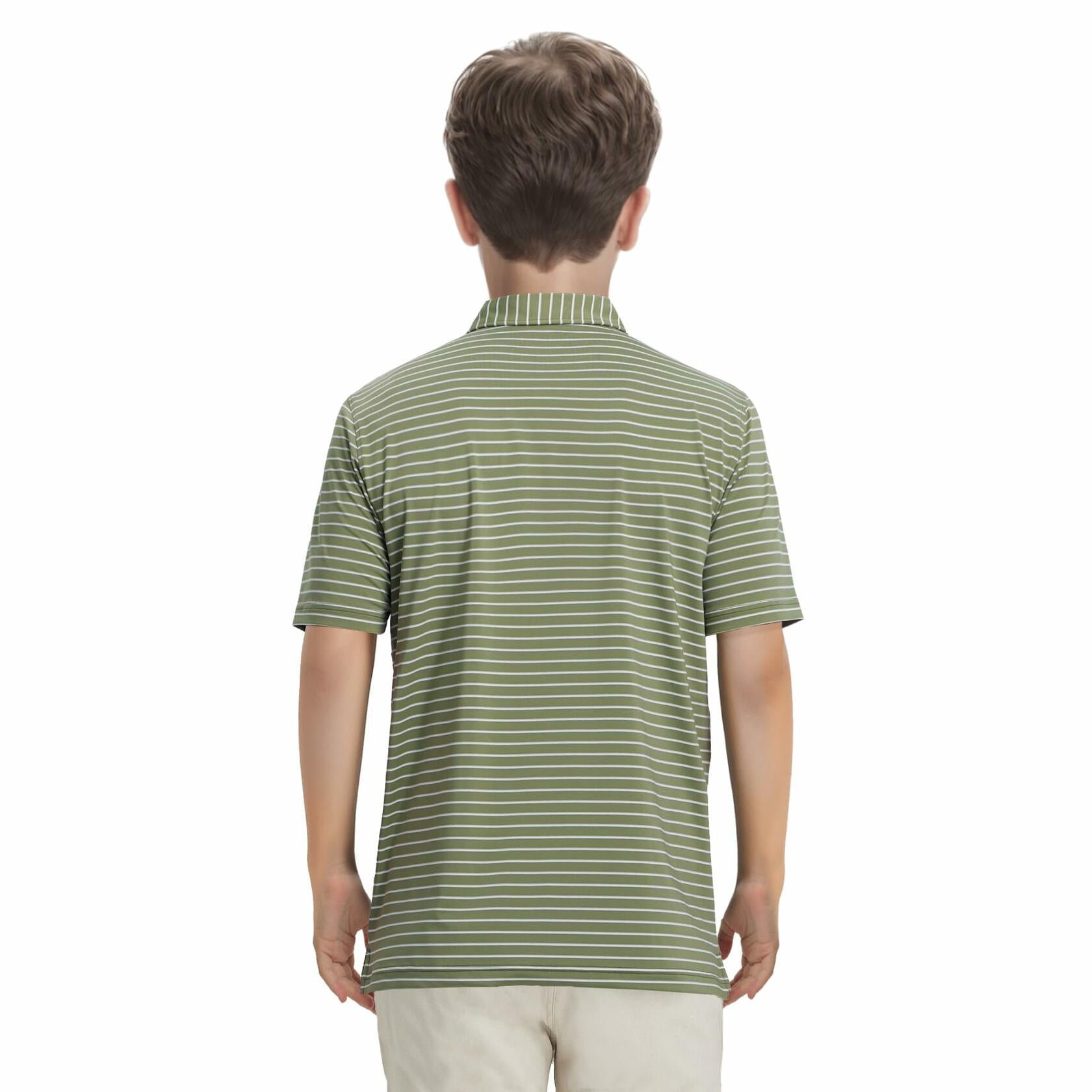 M MAELREG Boys Golf Polo Striped Short Sleeve Moisture Wicking 10-12