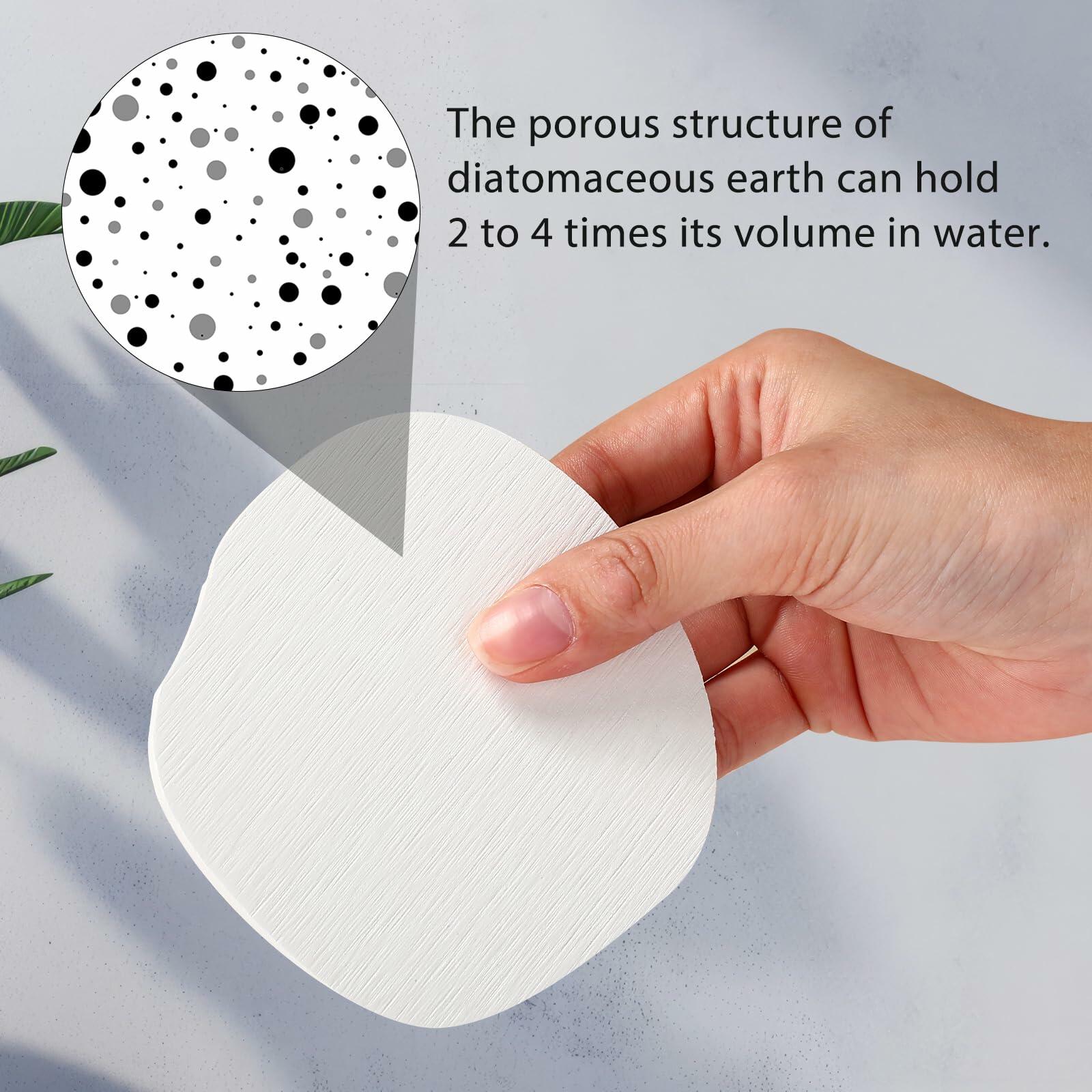 MFHUDX Diatomaceous Earth Coasters Set of 8 Quick-Dry Absorbent White