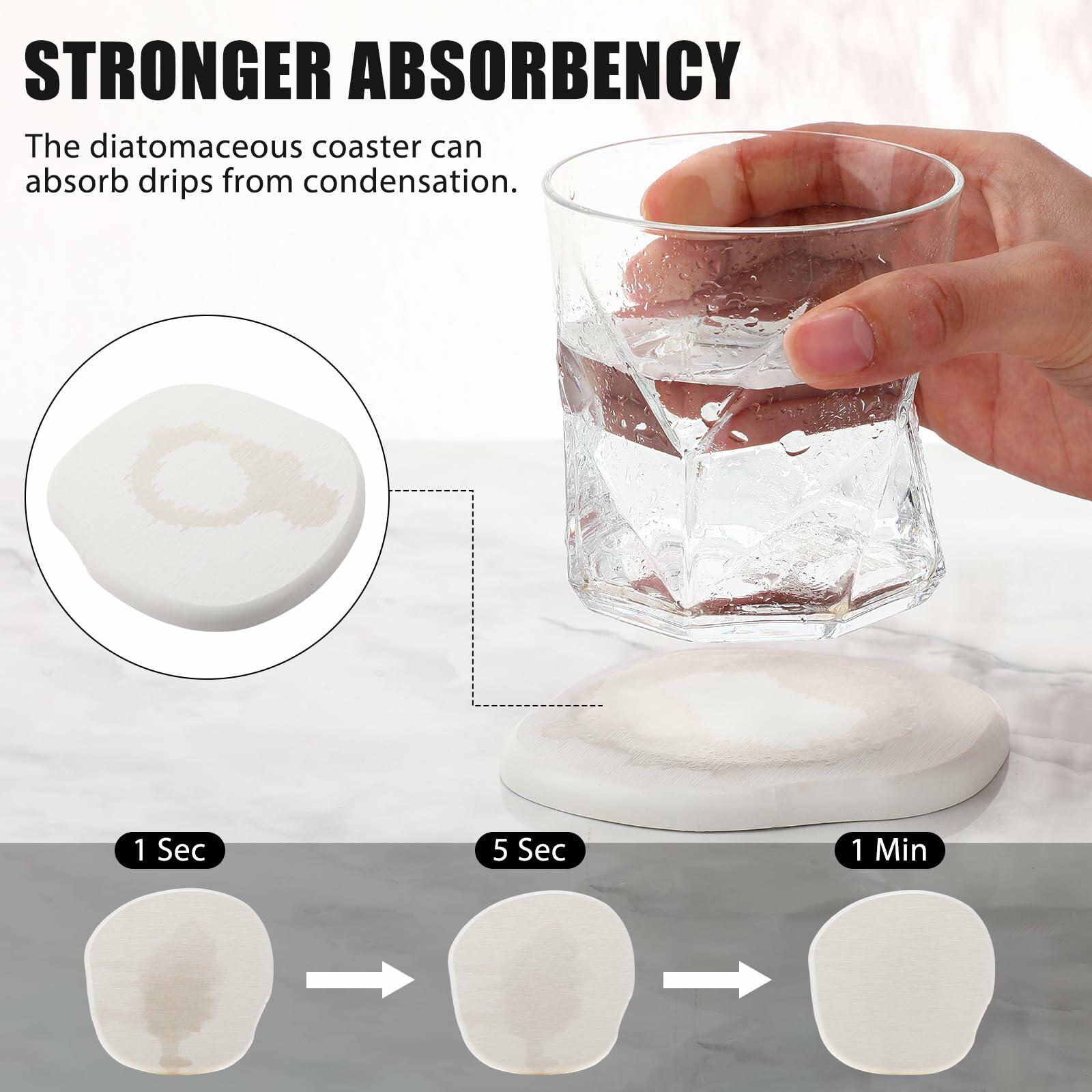 MFHUDX Diatomaceous Earth Coasters Set of 8 Quick-Dry Absorbent White