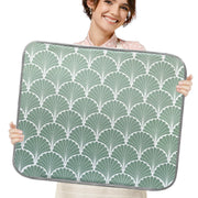 SHIYUE Microfiber Dish Drying Mat Green Shell Geometric 16x18 Inches