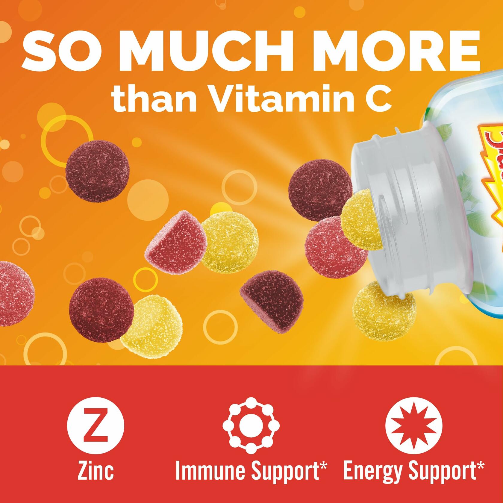 Emergen-C Vitamin C Gummies 750mg Immune Support Strawberry Lemon Blueberry 45ct