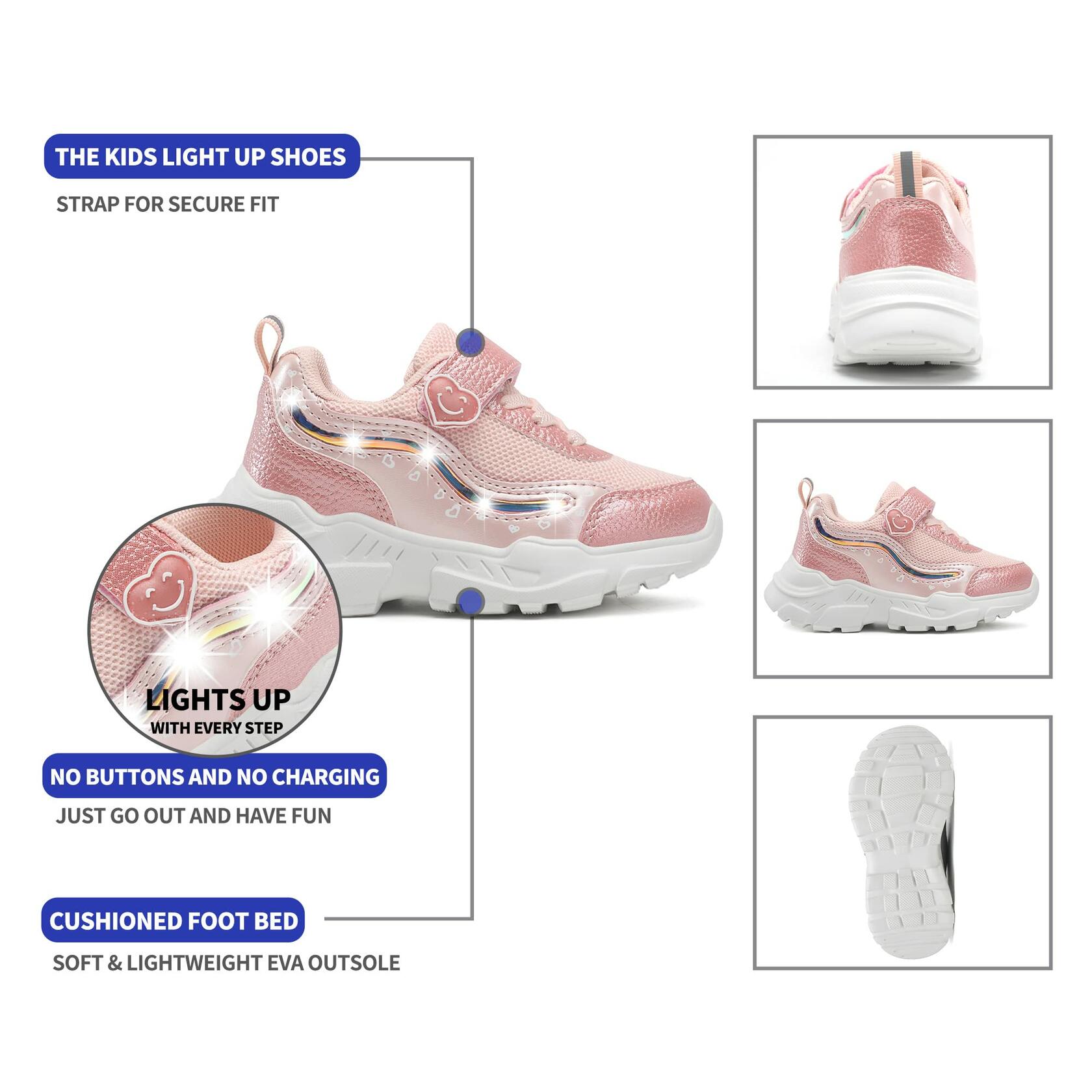CNFOOTJKY Toddler LED Light Up Mesh Running Sneakers Candy Pink Size 8