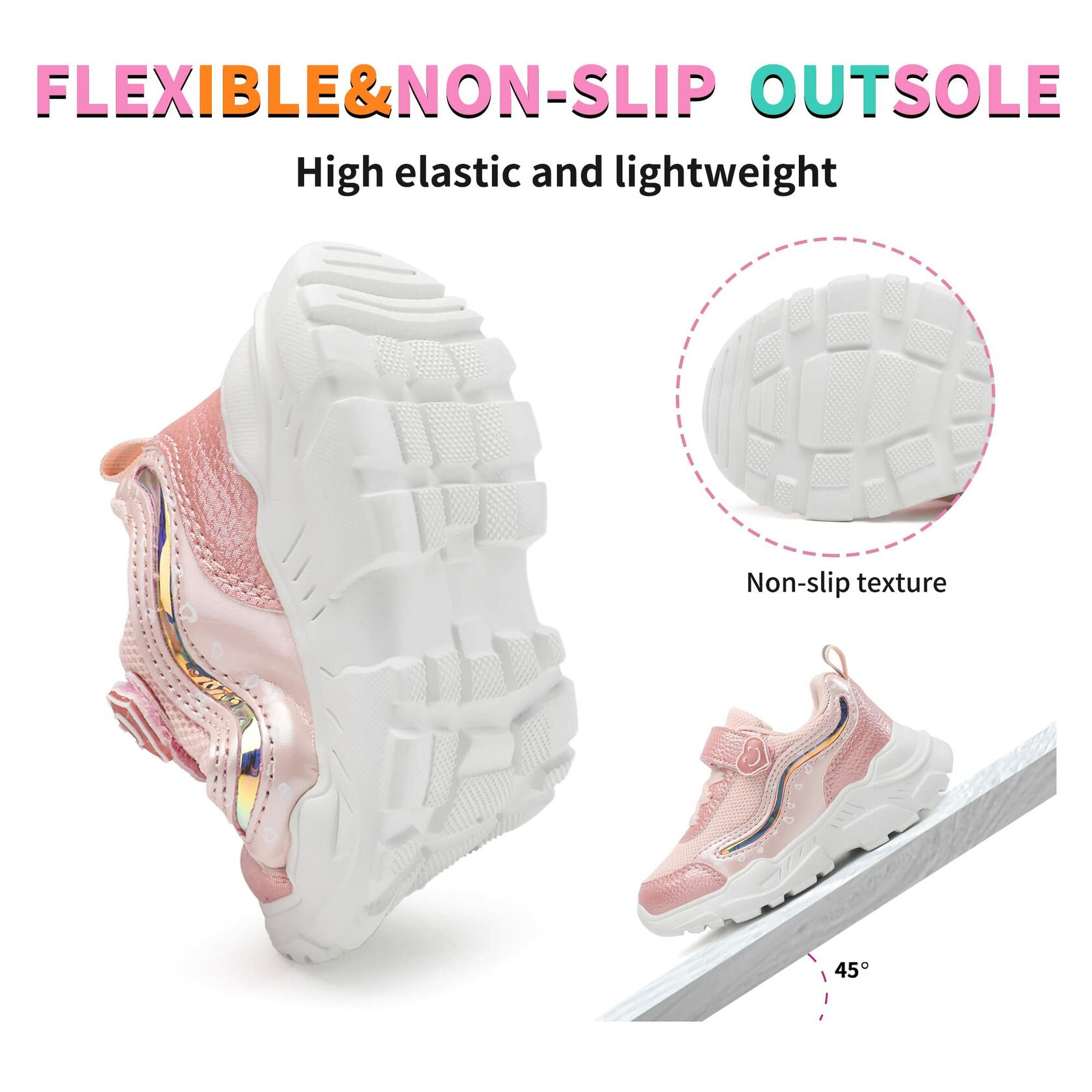 CNFOOTJKY Toddler LED Light Up Mesh Running Sneakers Candy Pink Size 8