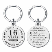 Alotozo 16 Year Sobriety Keychain AA Recovery Gift Men Women