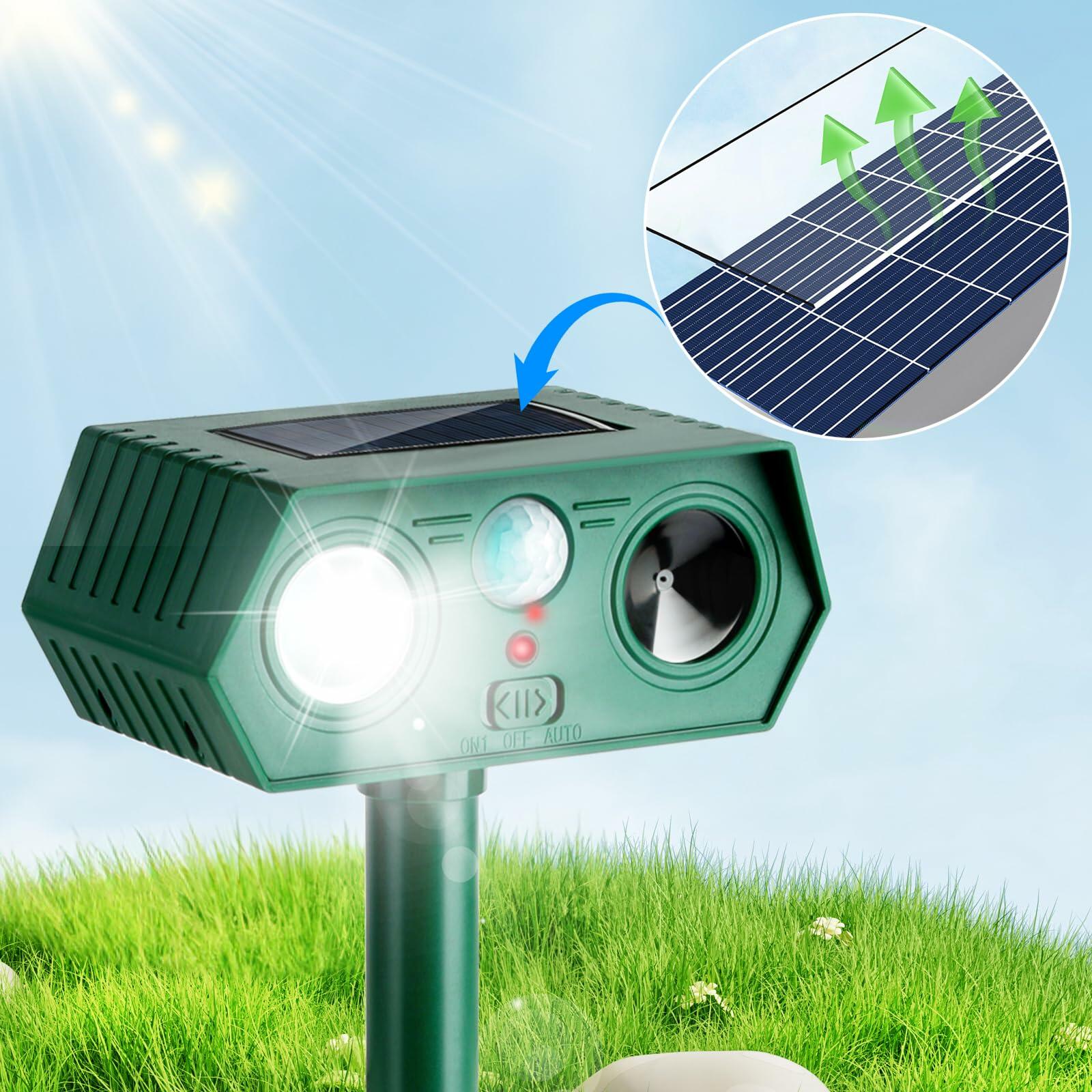 SAILHOME 2Pack 2026 Ultrasonic Animal Repellent Solar Motion LED Green