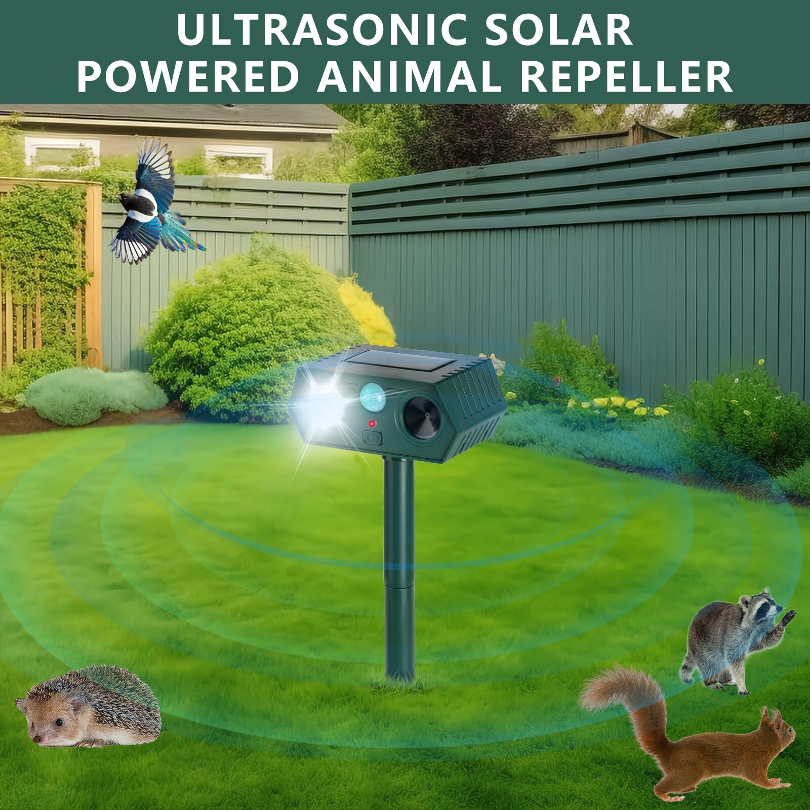 SAILHOME 2Pack 2026 Ultrasonic Animal Repellent Solar Motion LED Green
