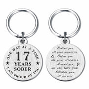 Alotozo 17 Year Sobriety Keychain AA Recovery Gift Men Women