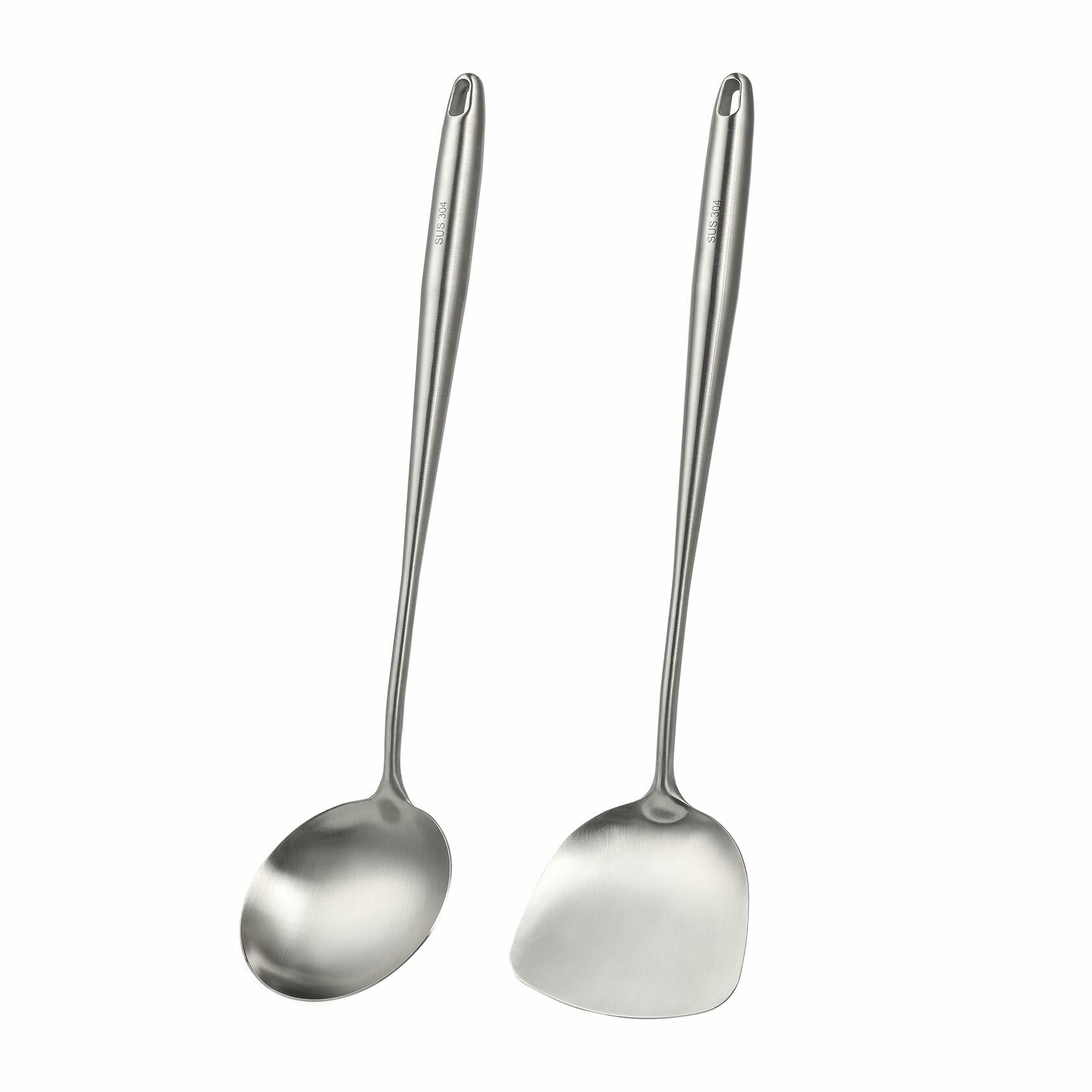 Generic Wok Spatula Set 17in 304 Stainless Steel Silver Asian Style