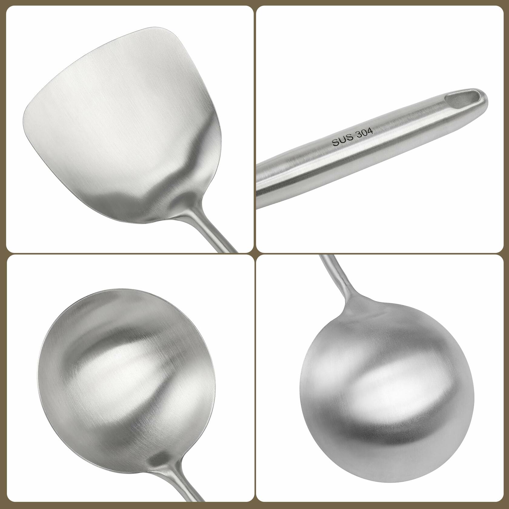 Generic Wok Spatula Set 17in 304 Stainless Steel Silver Asian Style