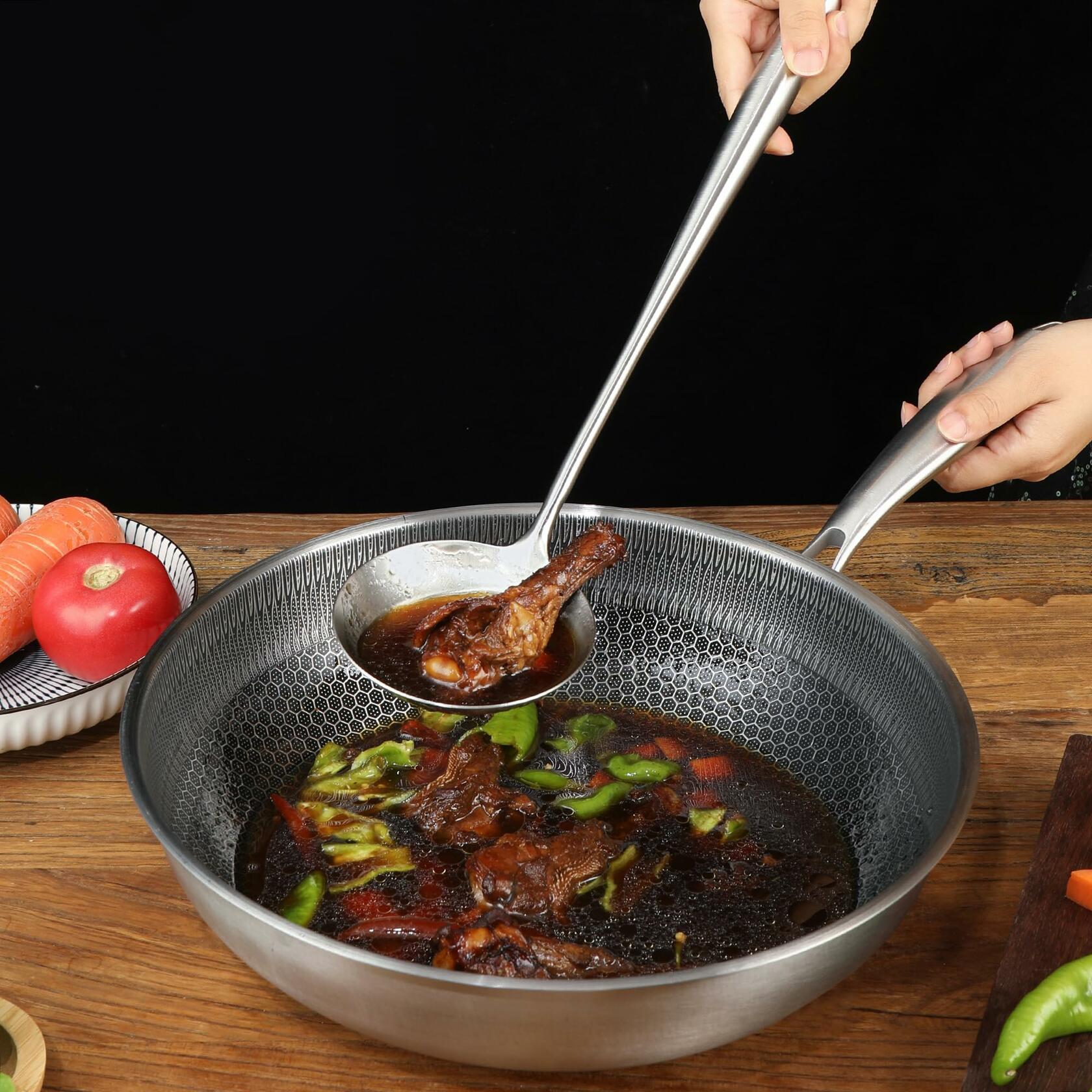 Generic Wok Spatula Set 17in 304 Stainless Steel Silver Asian Style