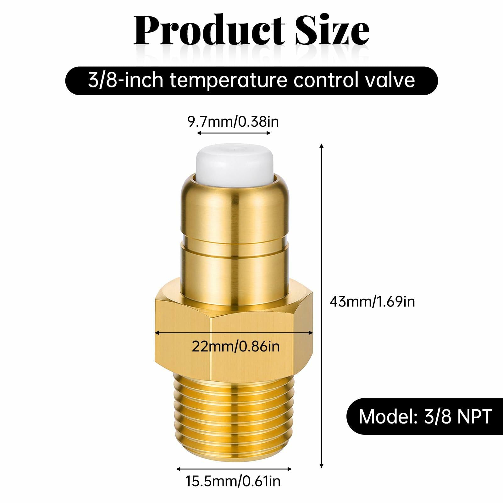 Bruislard 3/8" NPT Thermal Relief Valve Brass Pressure Washer Pump Gold 8 GPM