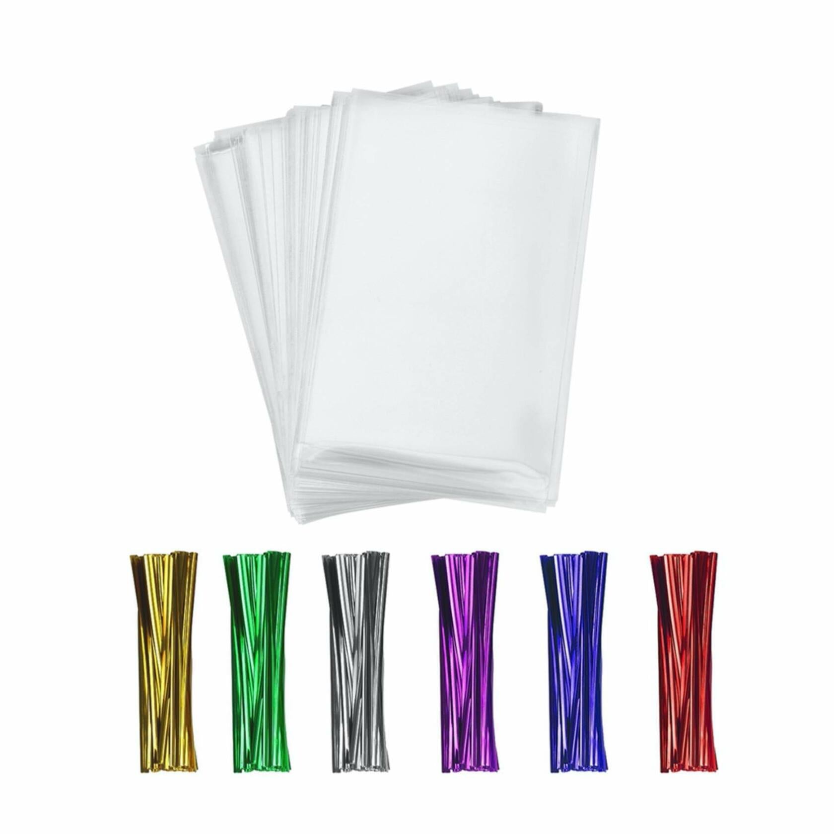 BakeBaking Clear Treat Cello Bags 3x4 with Ties 400 Count OPP Plastic