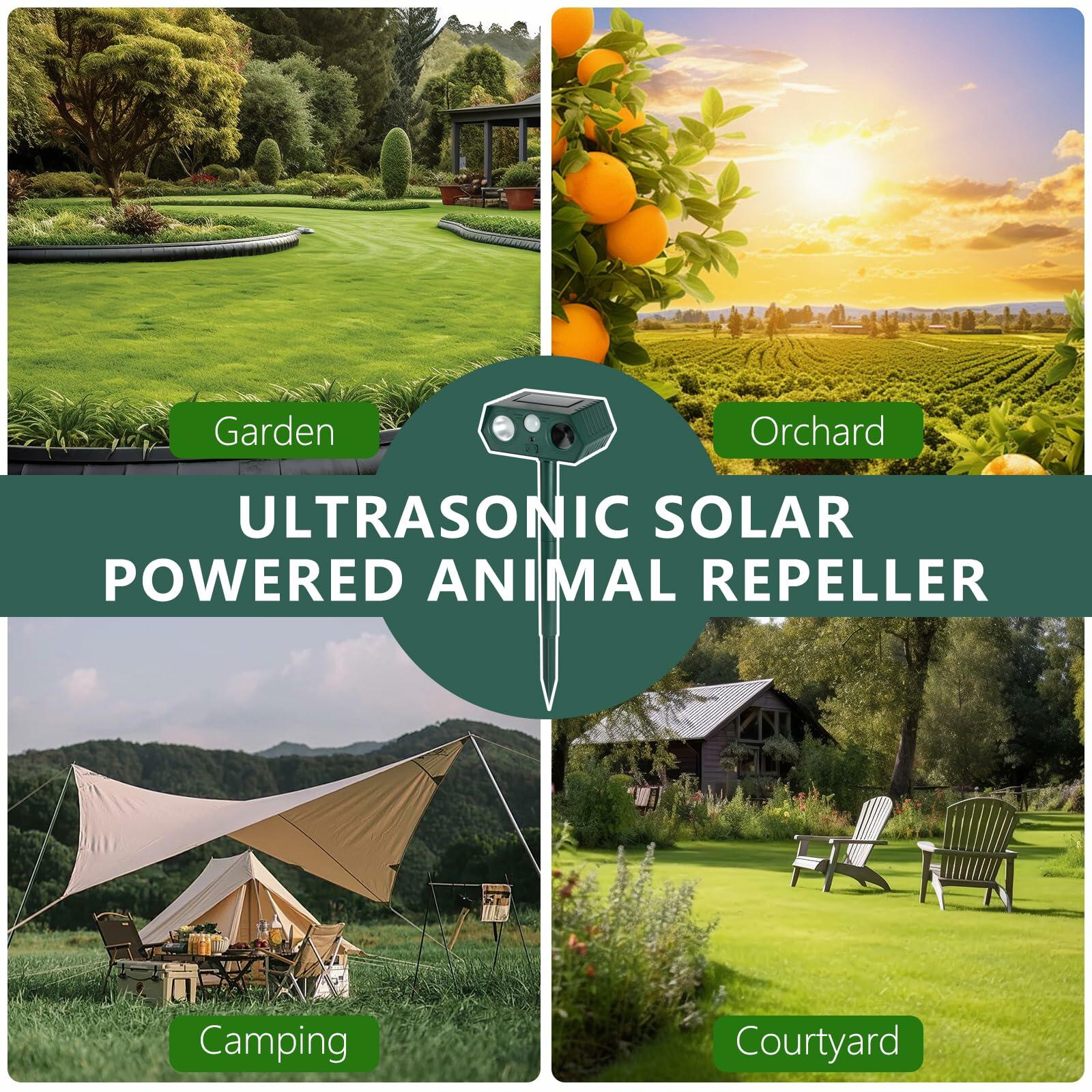 SAILHOME 2Pack 2026 Ultrasonic Animal Repellent Solar Motion LED Green