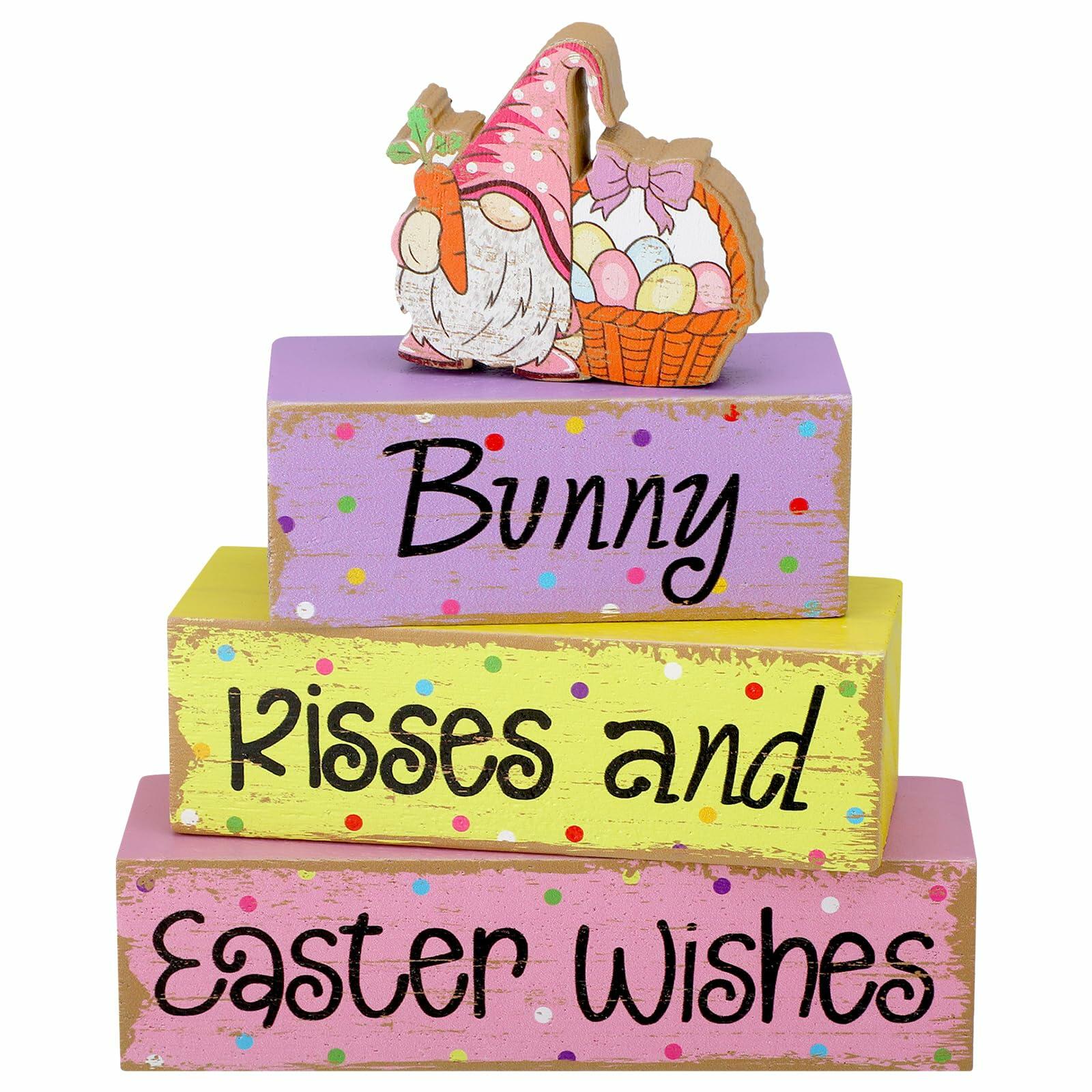 Chunful 4 Pcs Christmas Table Decor Wooden Winter Rustic Xmas Block Signs