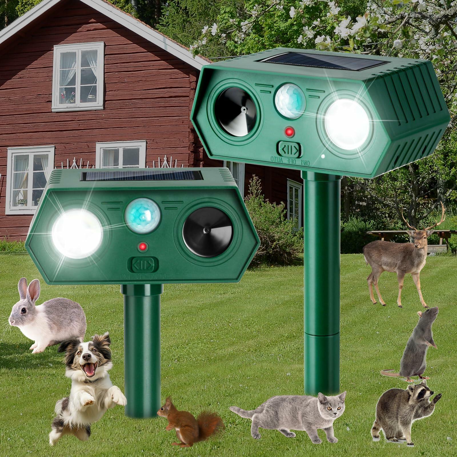 SAILHOME 2Pack 2026 Ultrasonic Animal Repellent Solar Motion LED Green