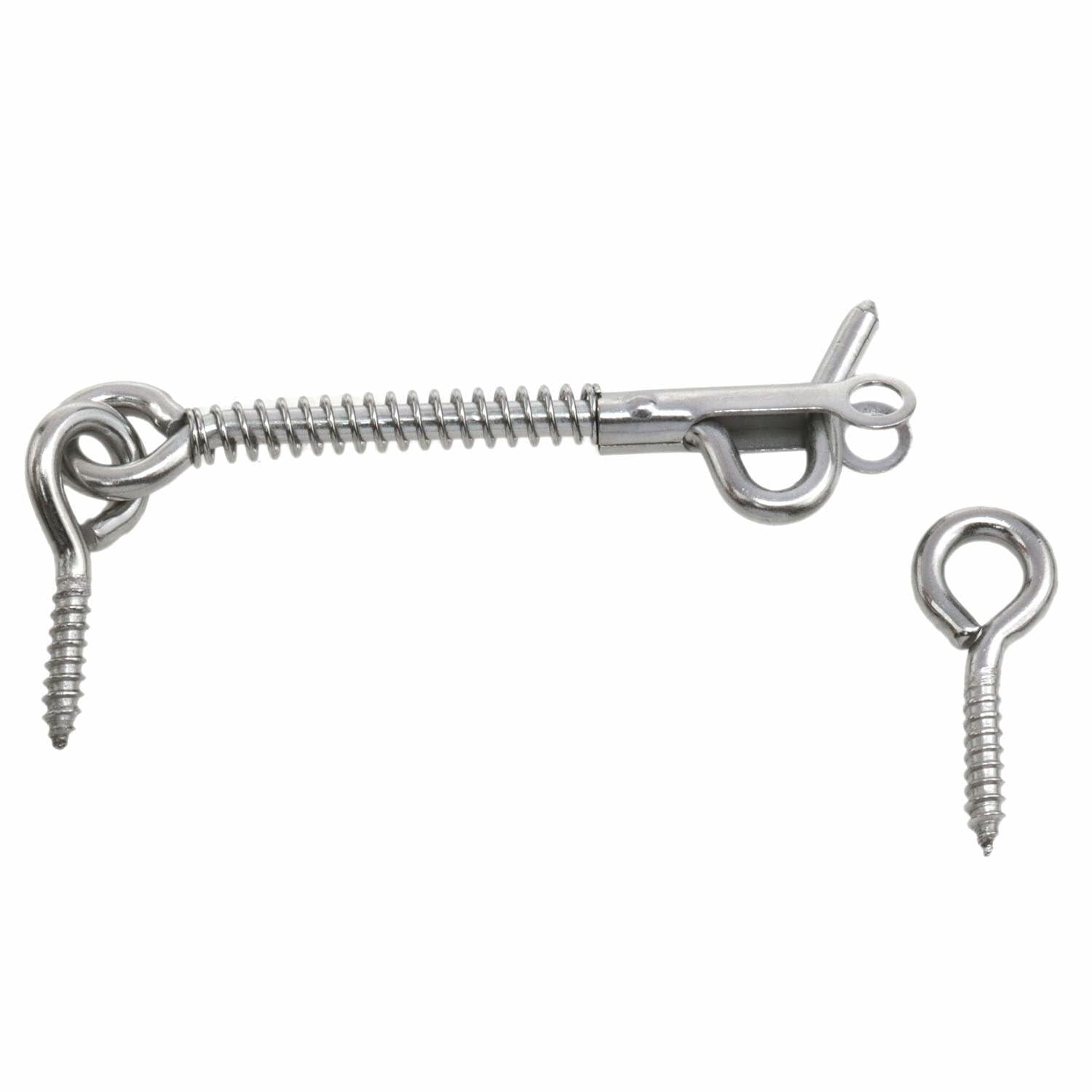 yukata 3 Inch Hook and Eye Latch Spring Gate Latch 3PCS