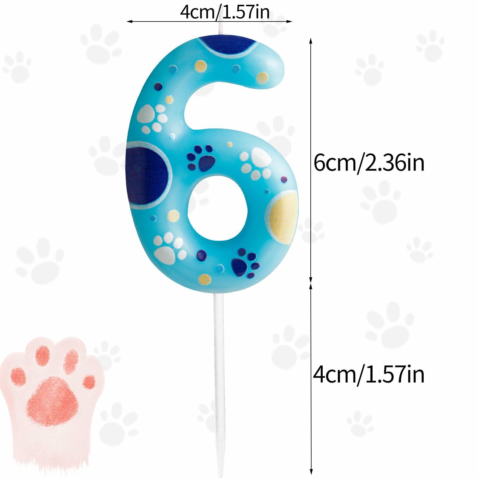 FUNCANDLE Blue Dog Paw Print Birthday Candle Number 2 Size 2 Blue